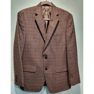 Mens Lauren Ralph Lauren Black Label Brown Houndstooth 2 Button Blazer Sz 40r